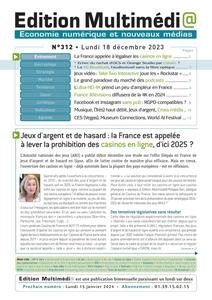 Edition Multimédi@ N.312 - 18 Décembre 2023